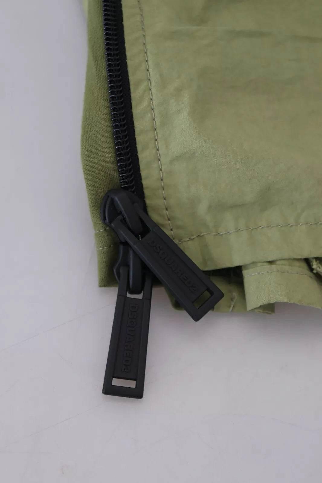 Dsquared² Green Cotton Mid Waist Drawstring Tapered Shorts - Hilstor