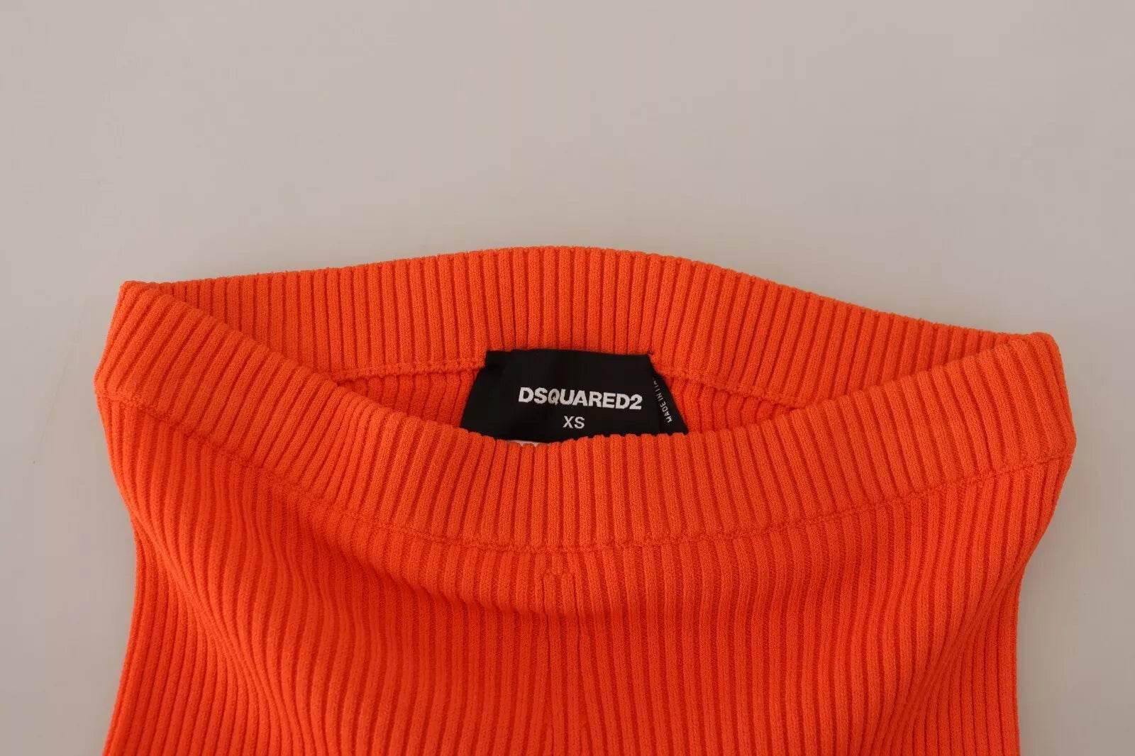 Dsquared² Orange Viscose Mid Waist Slim Fit Bermuda Shorts - Hilstor