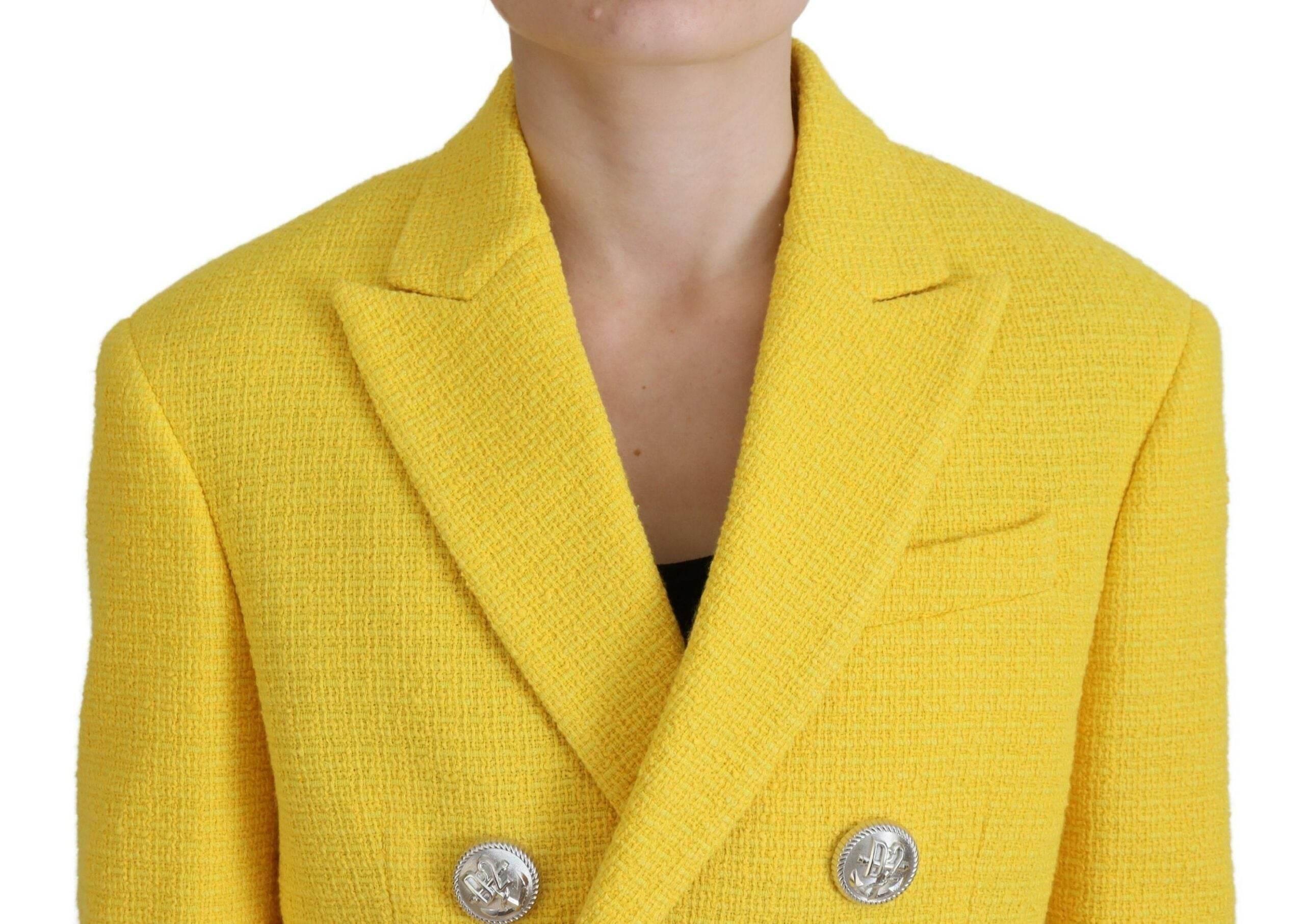 Dsquared² Yellow Double Breasted Mini Suit Blazer Skirt Set - Hilstor
