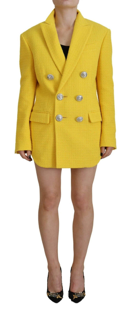 Dsquared² Yellow Peak Double Breasted Suit Blazer Short Set - Hilstor