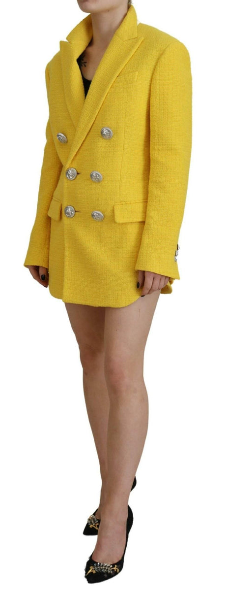Dsquared² Yellow Peak Double Breasted Suit Blazer Short Set - Hilstor