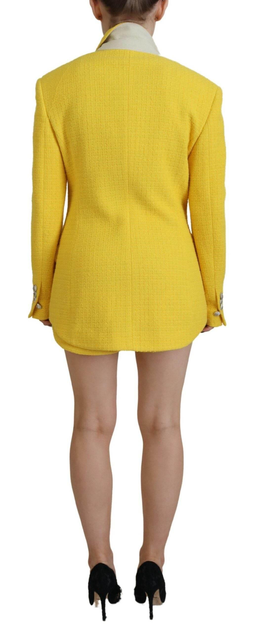 Dsquared² Yellow Peak Double Breasted Suit Blazer Short Set - Hilstor