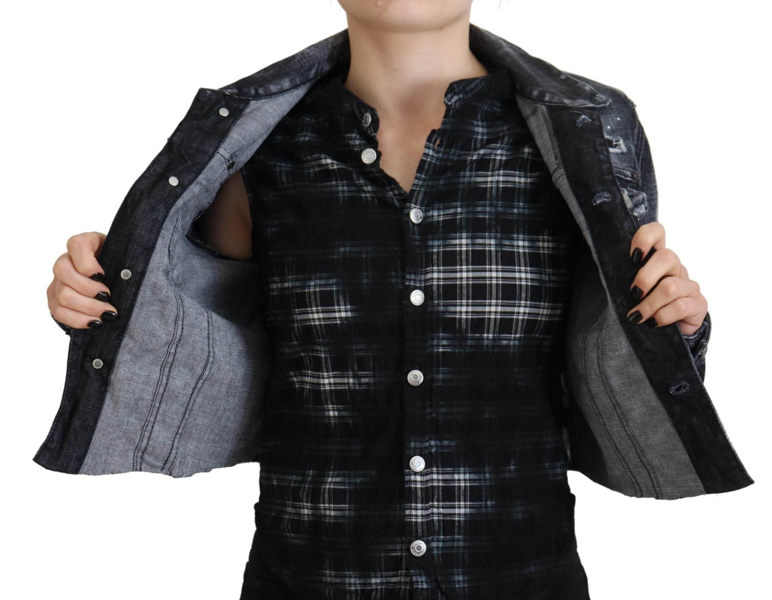 Dsquared² Gray Washed Cotton Distressed Denim Jacket - Hilstor