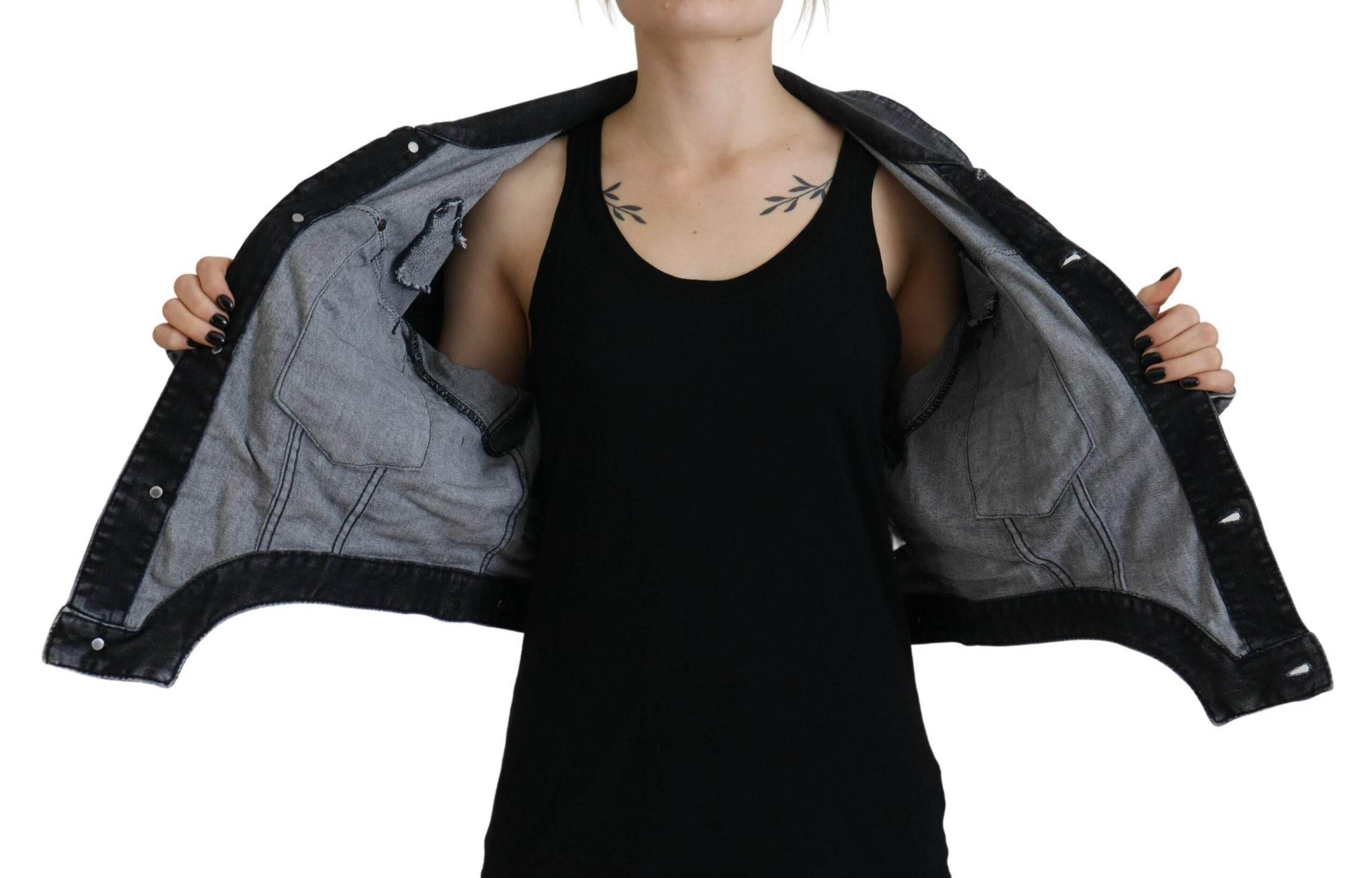 Dsquared² Gray Washed Cotton Cropped Denim Jacket - Hilstor