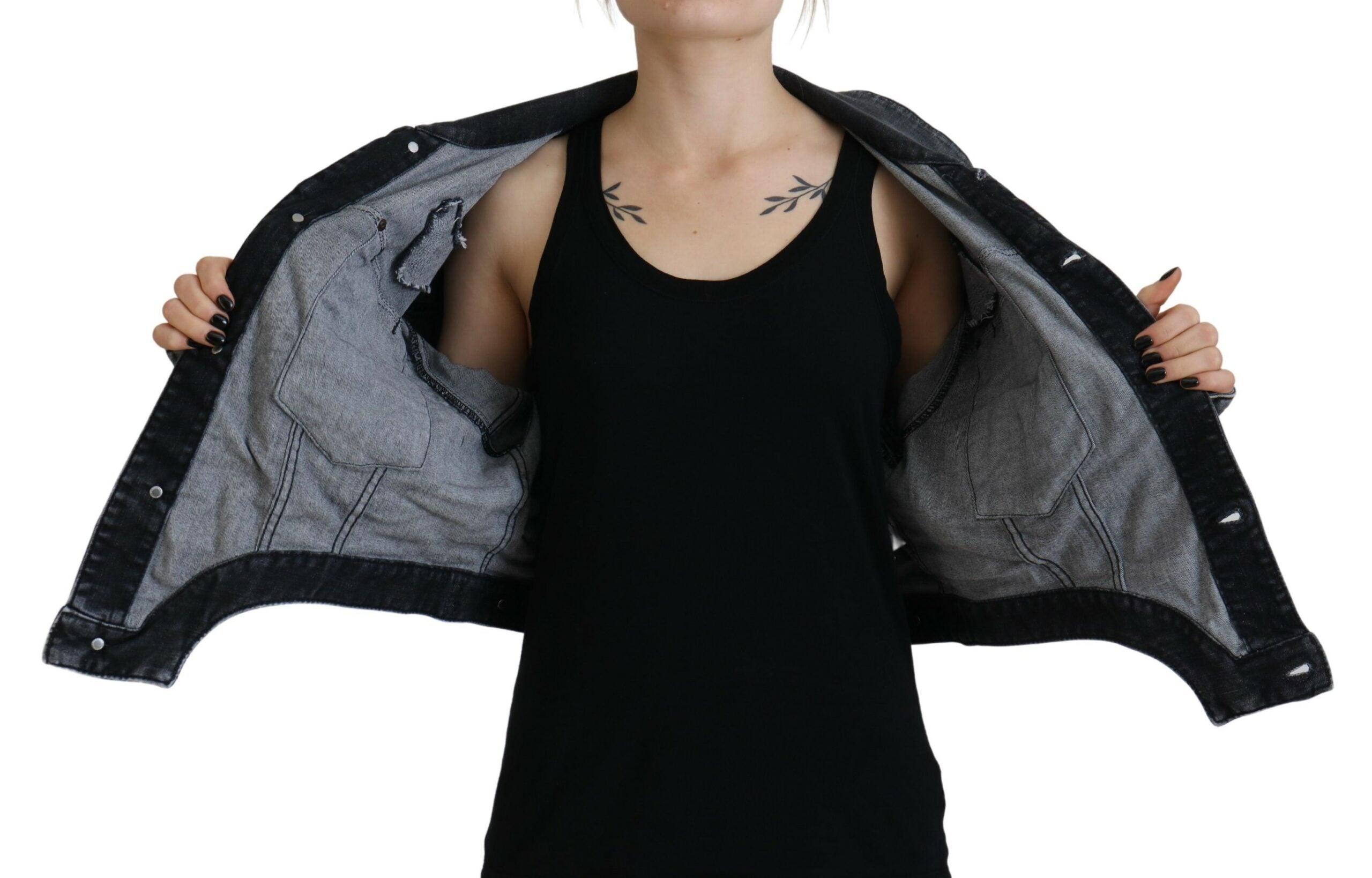 Dsquared² gråvasket bomuldsjakke med cropped denim