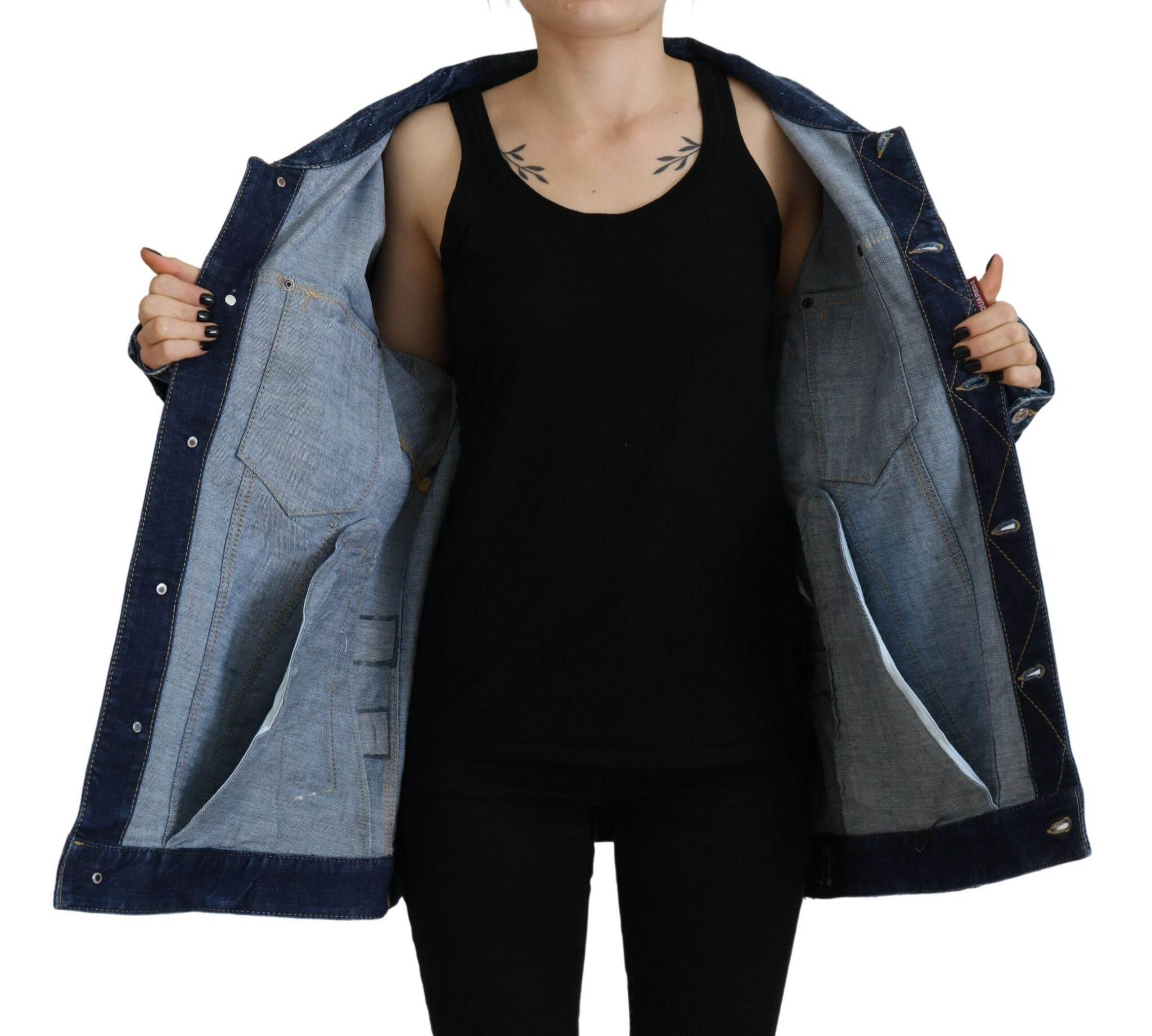 Dsquared² Blue Distressed Collared Denim Jacket - Hilstor