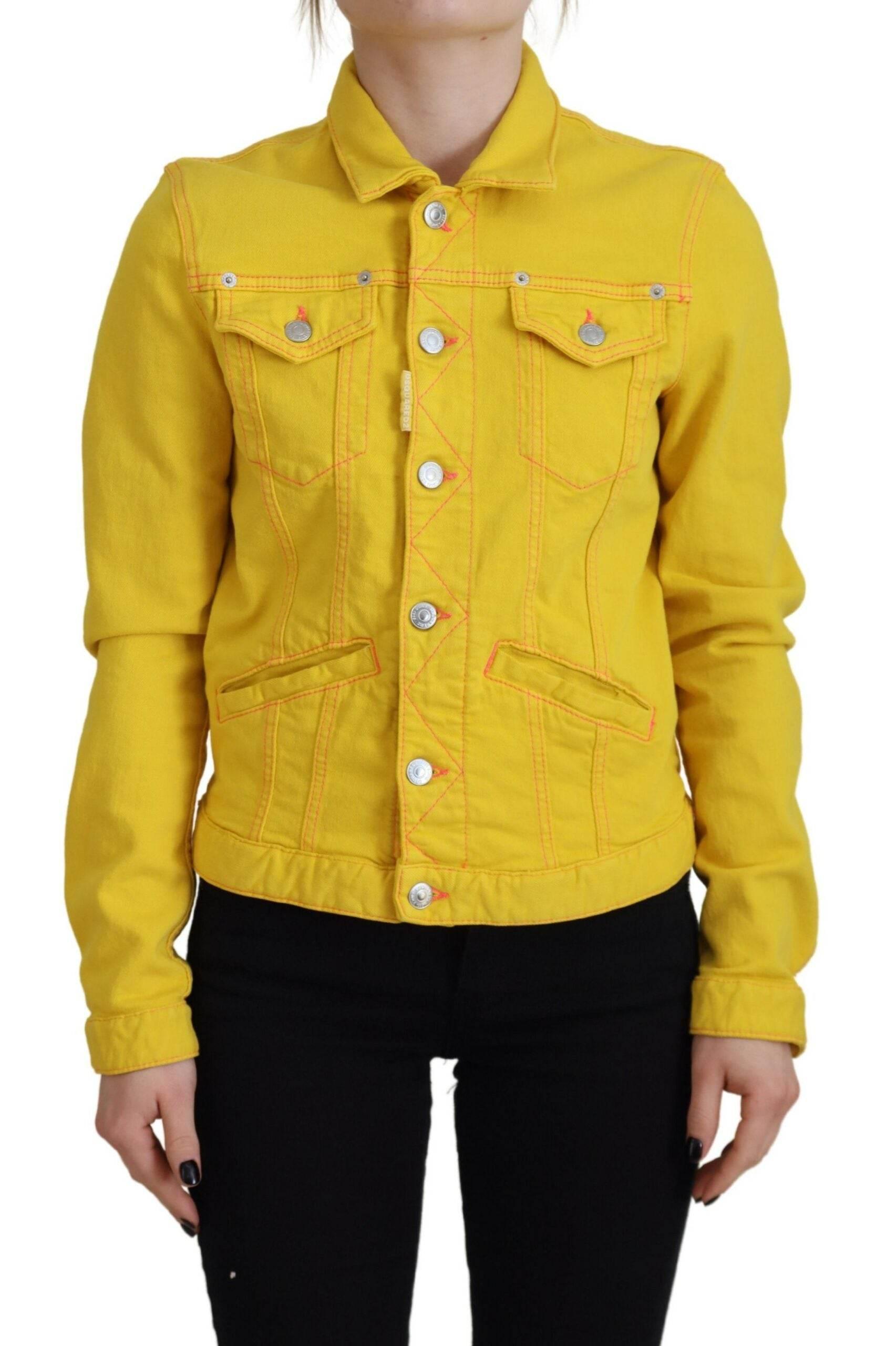 Dsquared² Yellow Collared Long Sleeves Denim Jacket - Hilstor