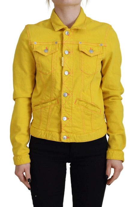 Dsquared² Yellow Collared Long Sleeves Denim Jacket - Hilstor