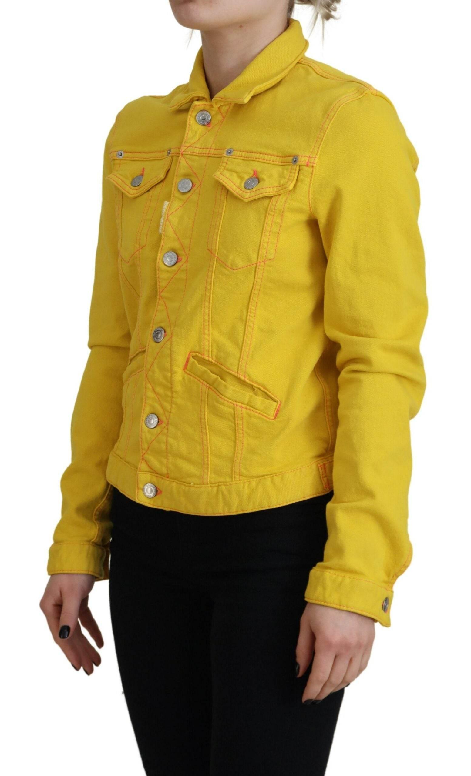 Dsquared² Yellow Collared Long Sleeves Denim Jacket - Hilstor