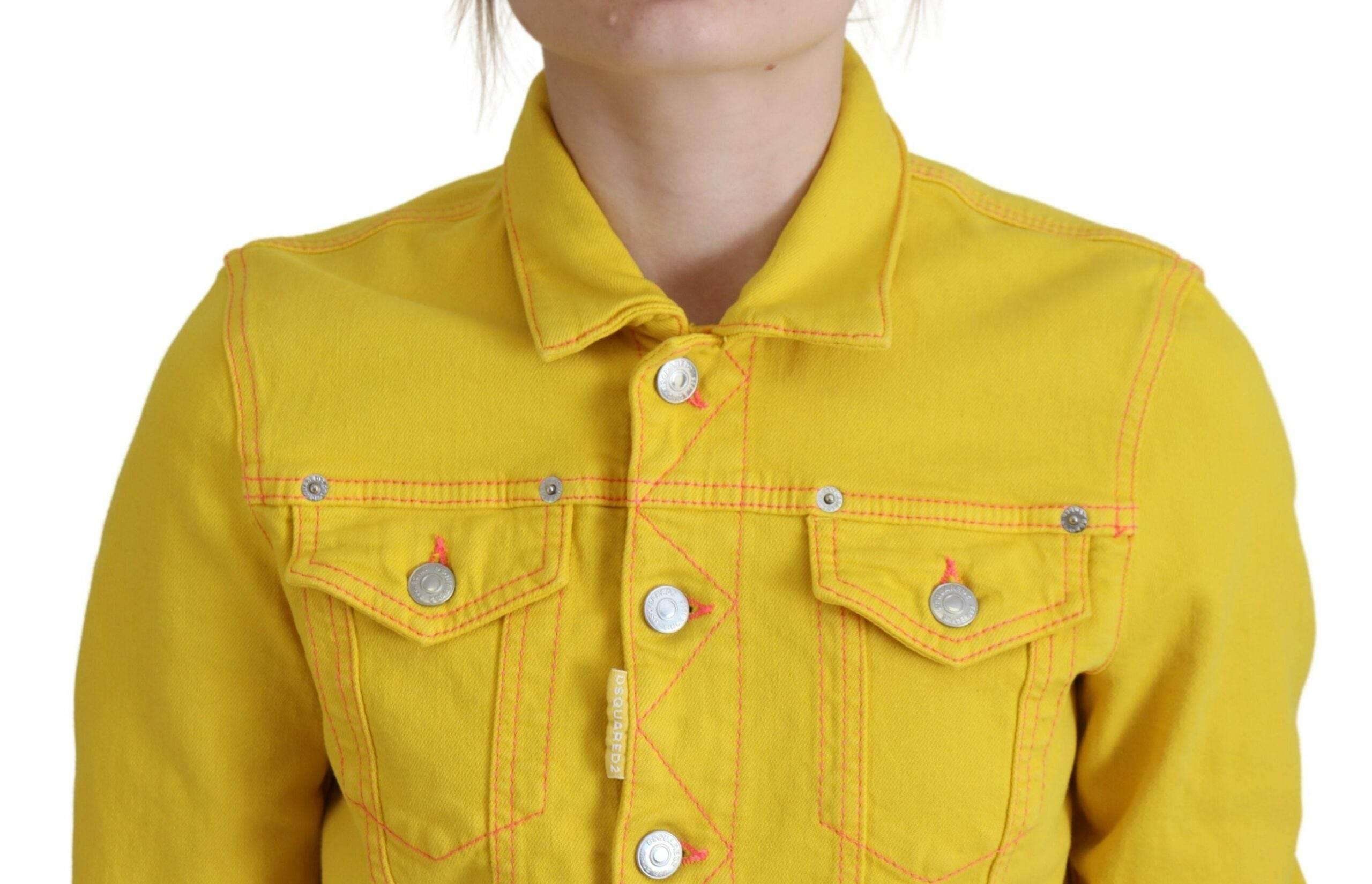 Dsquared² Yellow Collared Long Sleeves Denim Jacket - Hilstor