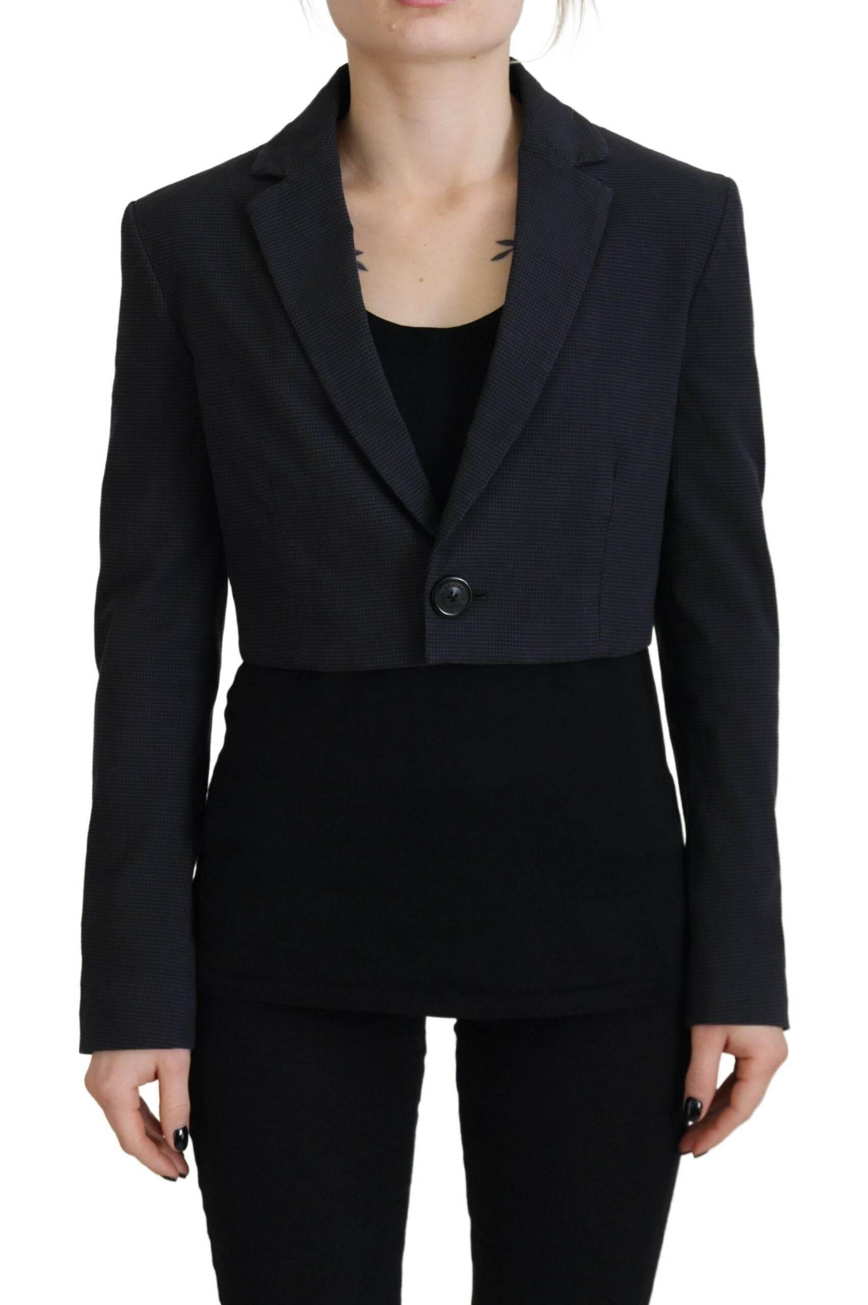 Dsquared² Black Cotton Cropped Button Blazer Jacket - Hilstor