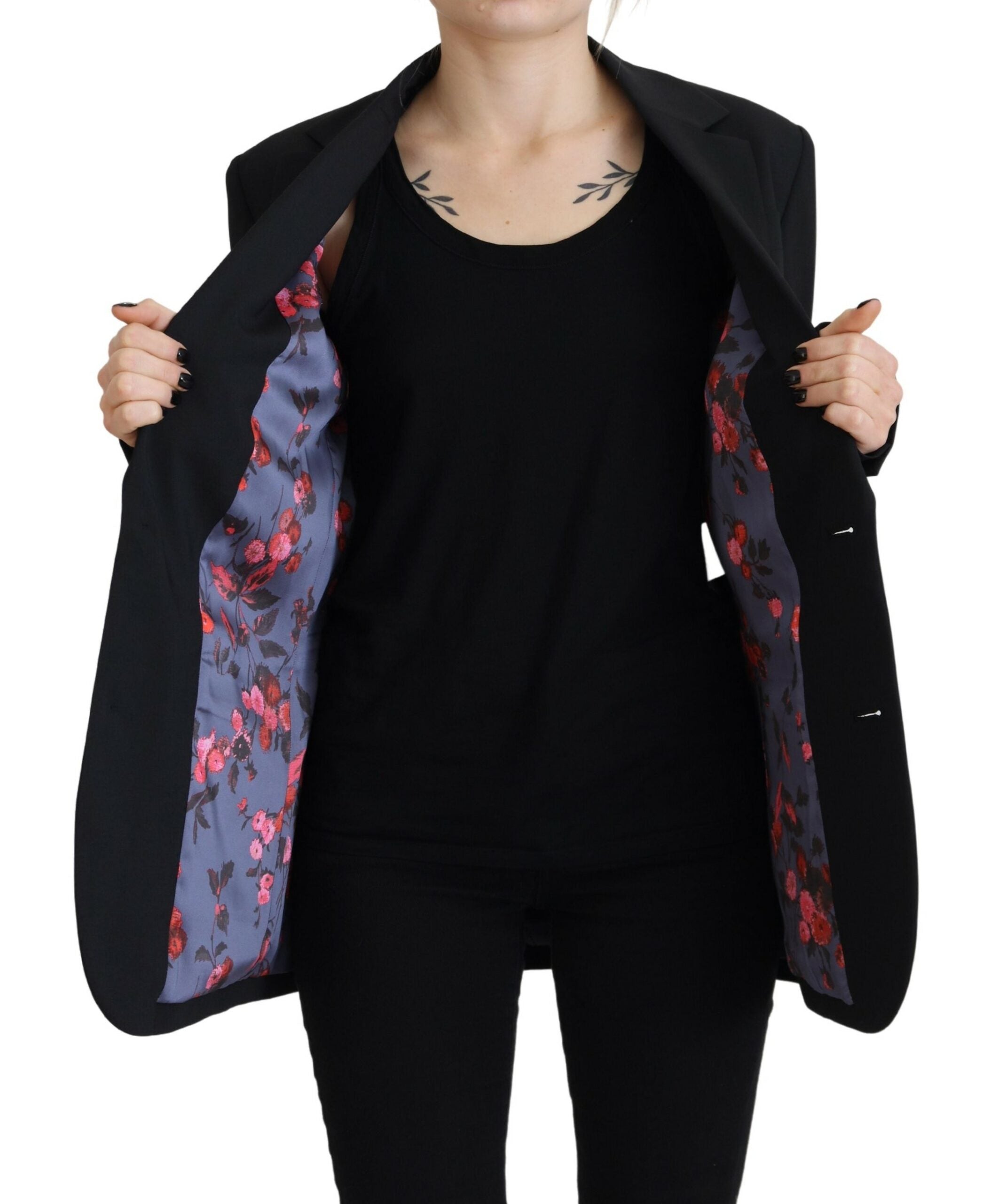 Dsquared² Black Flower Single Breasted Blazer