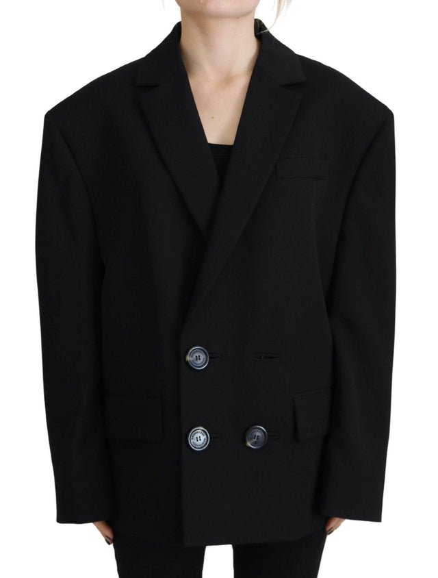 Dsquared² Black Double Breasted Coat Blazer Jacket - Hilstor