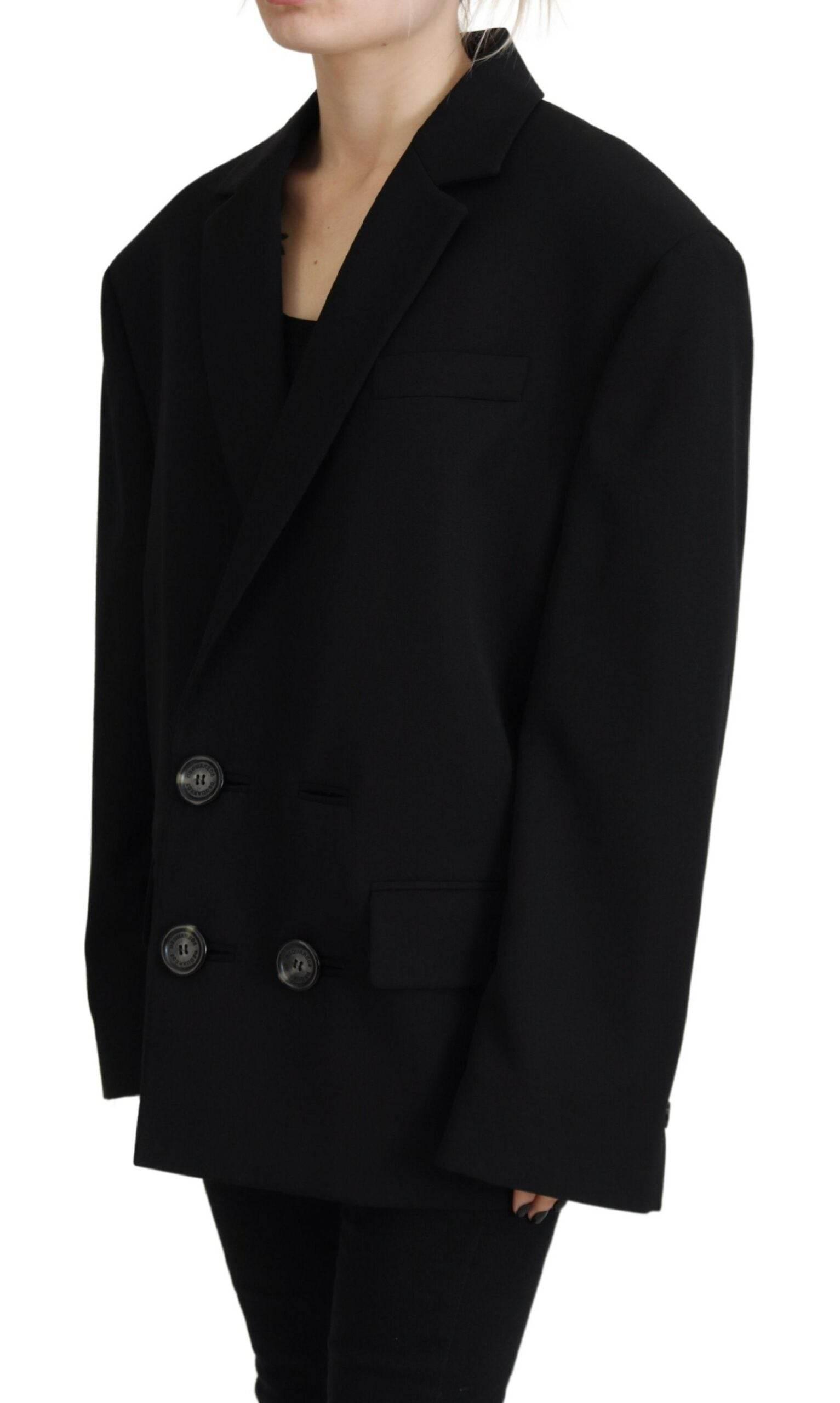 Dsquared² Black Double Breasted Coat Blazer Jacket - Hilstor