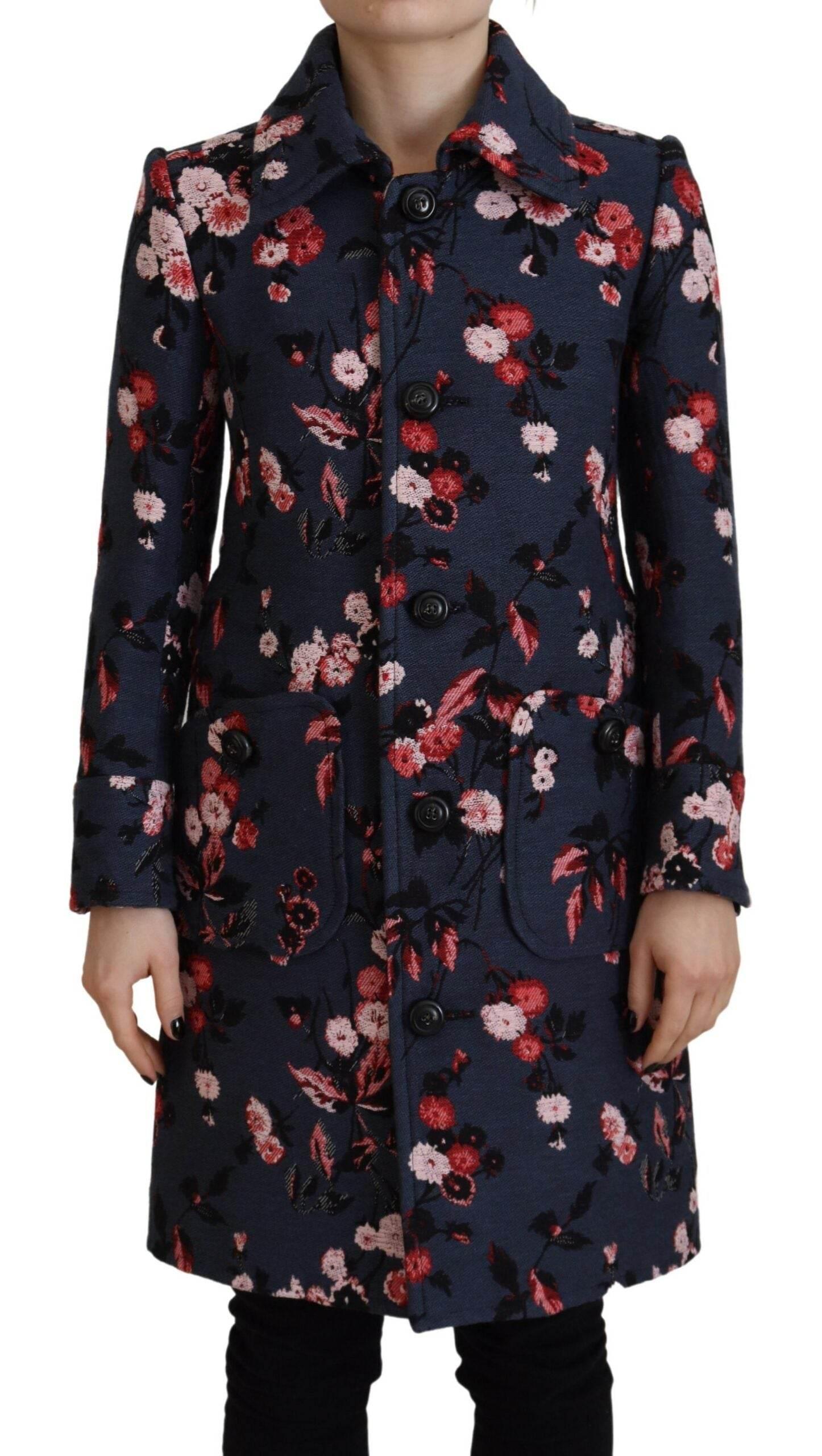 Dsquared² Multicolor Printed Women Long Coat Blazer Jacket - Hilstor