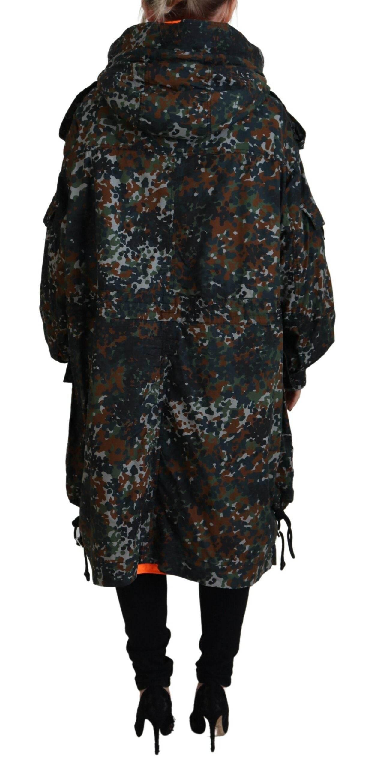 Dsquared² Green Hooded Goth Camouflage Print Parka Coat Jacket - Hilstor