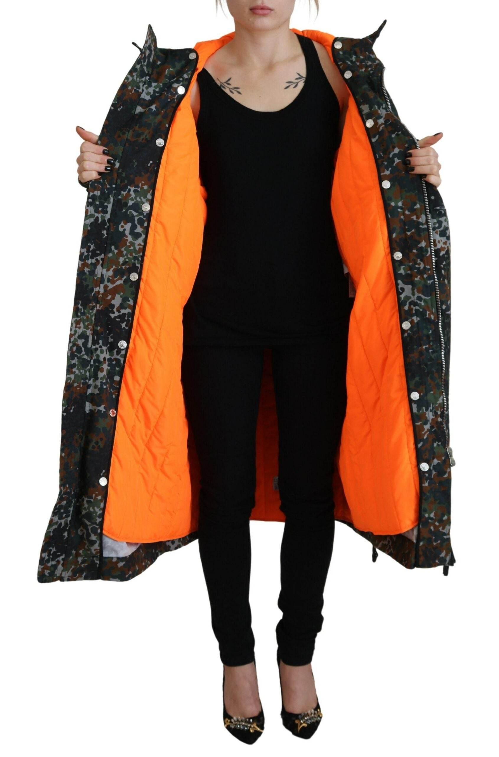 Dsquared² Green Hooded Goth Camouflage Print Parka Coat Jacket - Hilstor