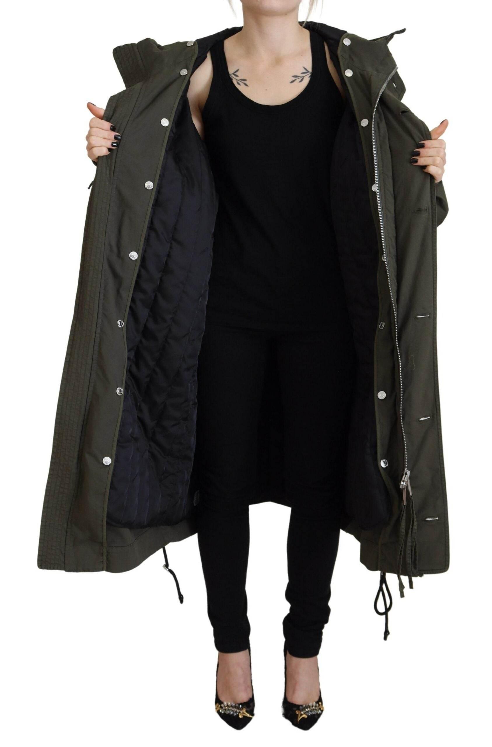 Dsquared² Green Hooded Full Zip Long Parka Coat Jacket - Hilstor