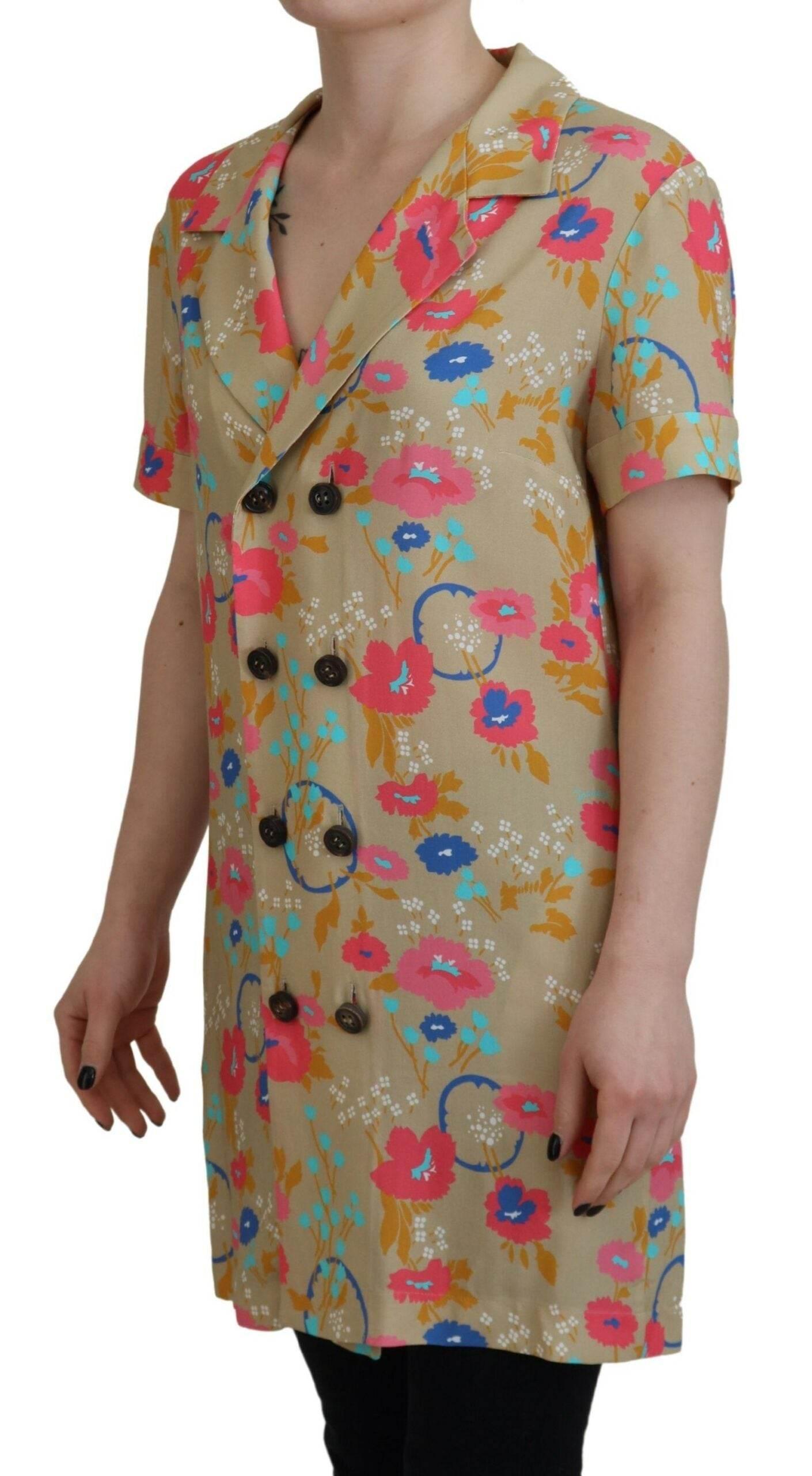 Dsquared² Multicolor Printed Collared Button Front Long Blouse Top - Hilstor