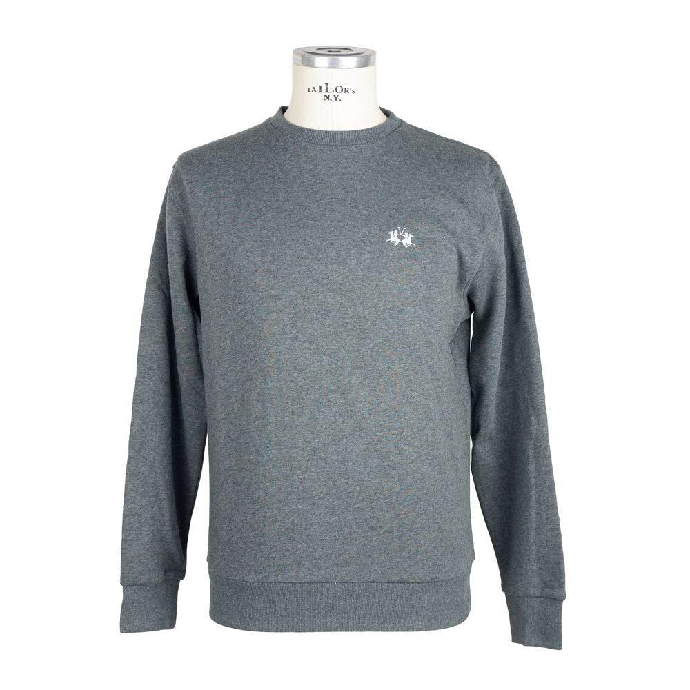La Martina Gray Cotton Men Sweater - Hilstor