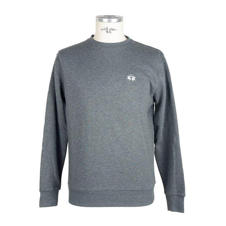 La Martina Gray Cotton Men Sweater - Hilstor