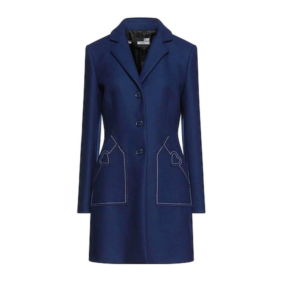 Love Moschino Blue Wool Women Coat - Hilstor