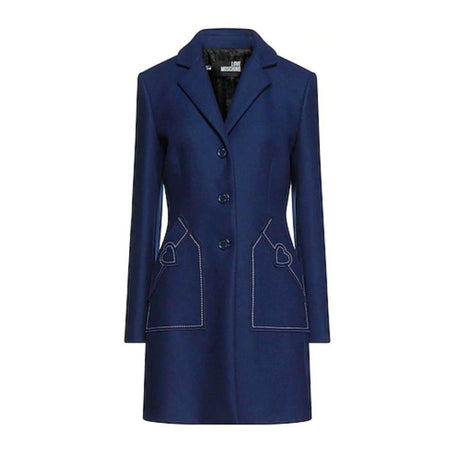 Love Moschino Blue Wool Women Coat - Hilstor