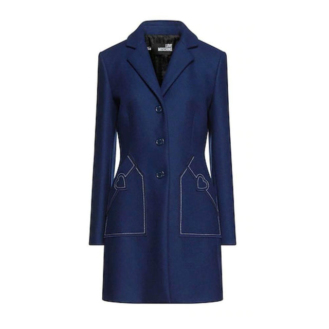 Love Moschino Blue Wool Women Coat - Hilstor