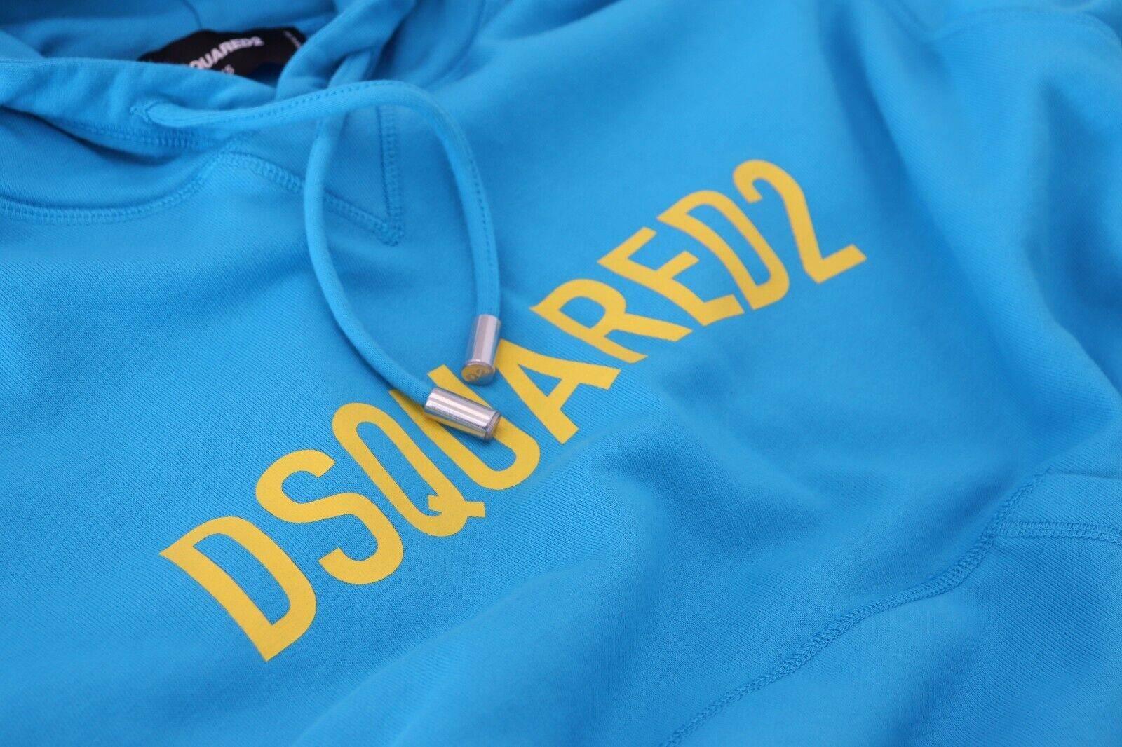 Dsquared² Blue Logo Print Cotton Hoodie Sweatshirt Sweater - Hilstor