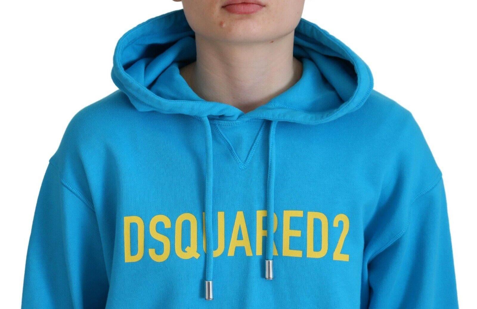 Dsquared² Blue Logo Print Cotton Hoodie Sweatshirt Sweater - Hilstor