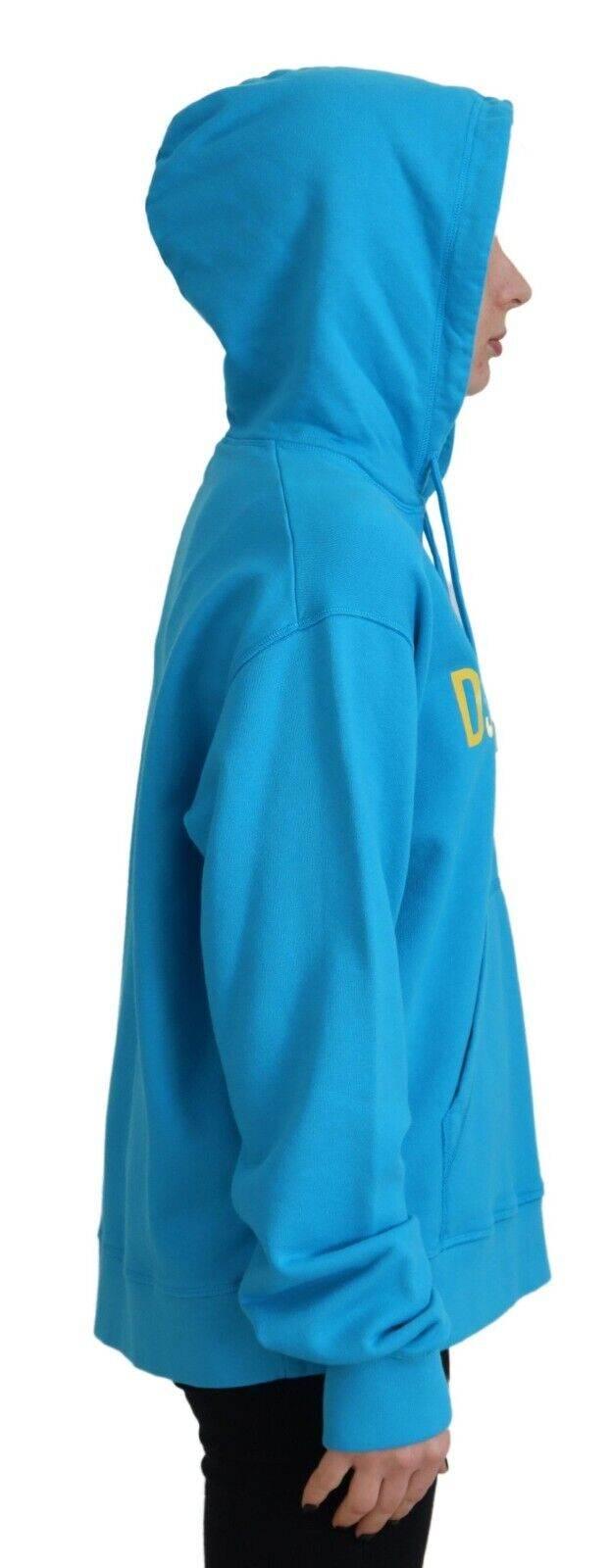 Dsquared² Blue Logo Print Cotton Hoodie Sweatshirt Sweater - Hilstor