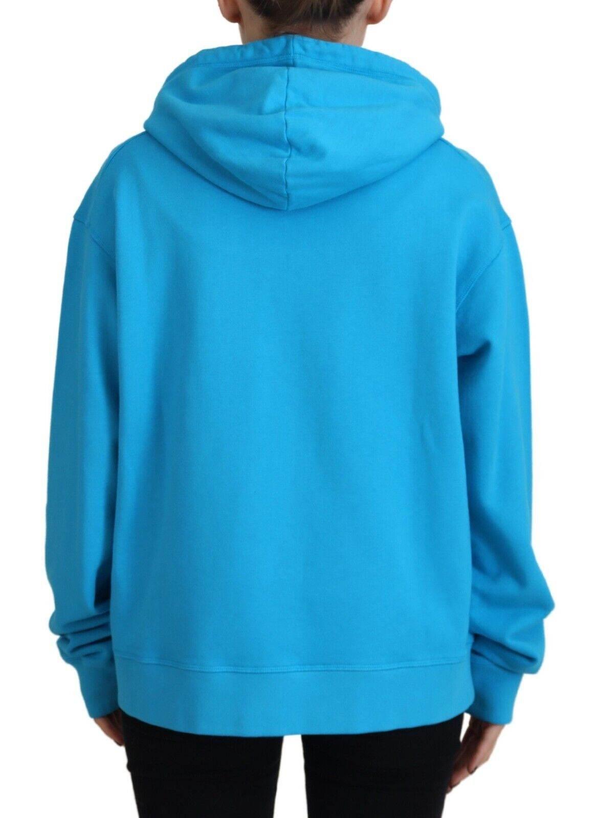 Dsquared² Blue Logo Print Cotton Hoodie Sweatshirt Sweater - Hilstor