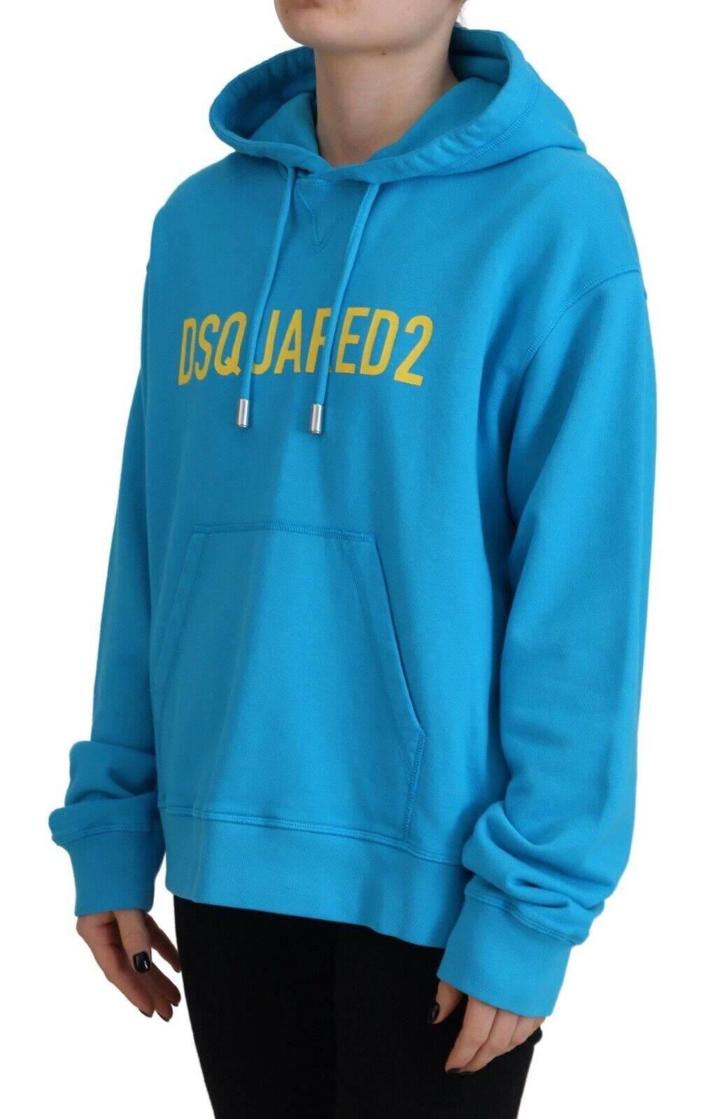 Dsquared² Blue Logo Print Cotton Hoodie Sweatshirt Sweater - Hilstor