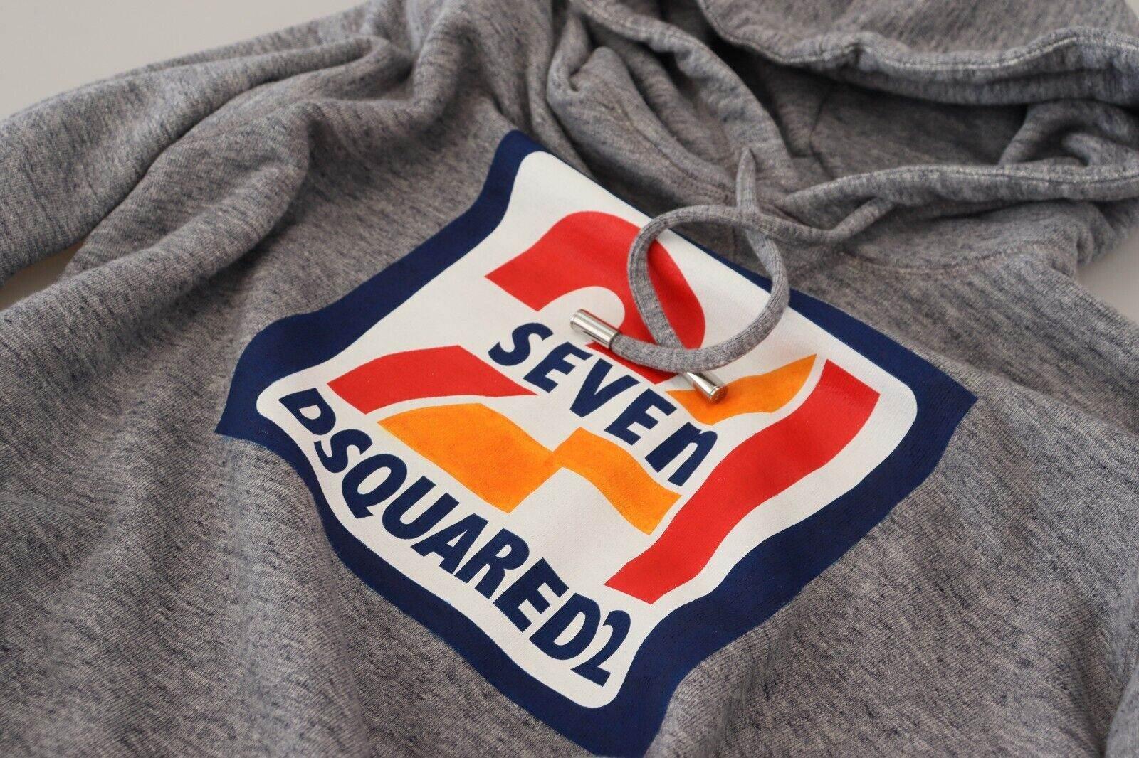 Dsquared² Gray Logo Print Cotton Hoodie Sweatshirt Sweater - Hilstor