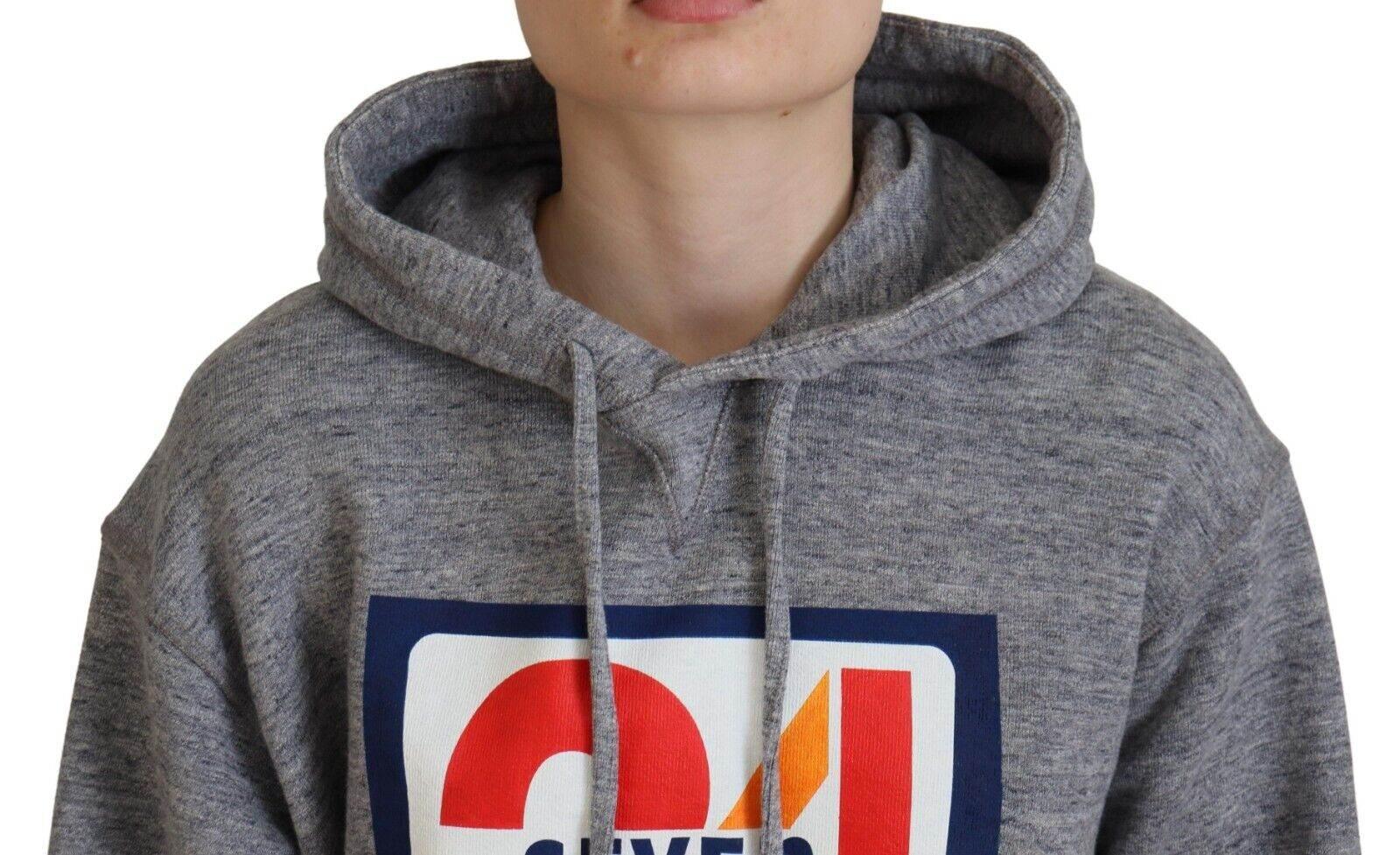Dsquared² Gray Logo Print Cotton Hoodie Sweatshirt Sweater - Hilstor