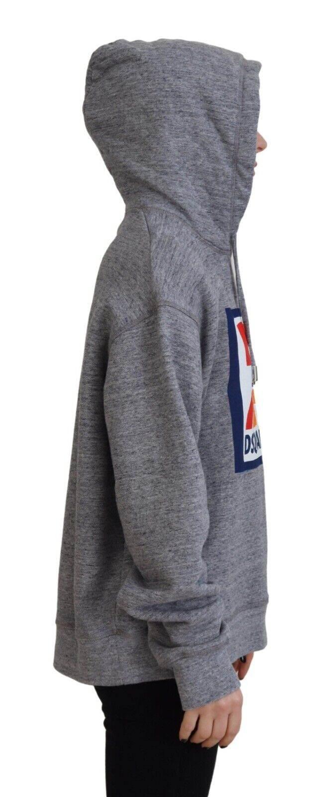 Dsquared² Gray Logo Print Cotton Hoodie Sweatshirt Sweater - Hilstor