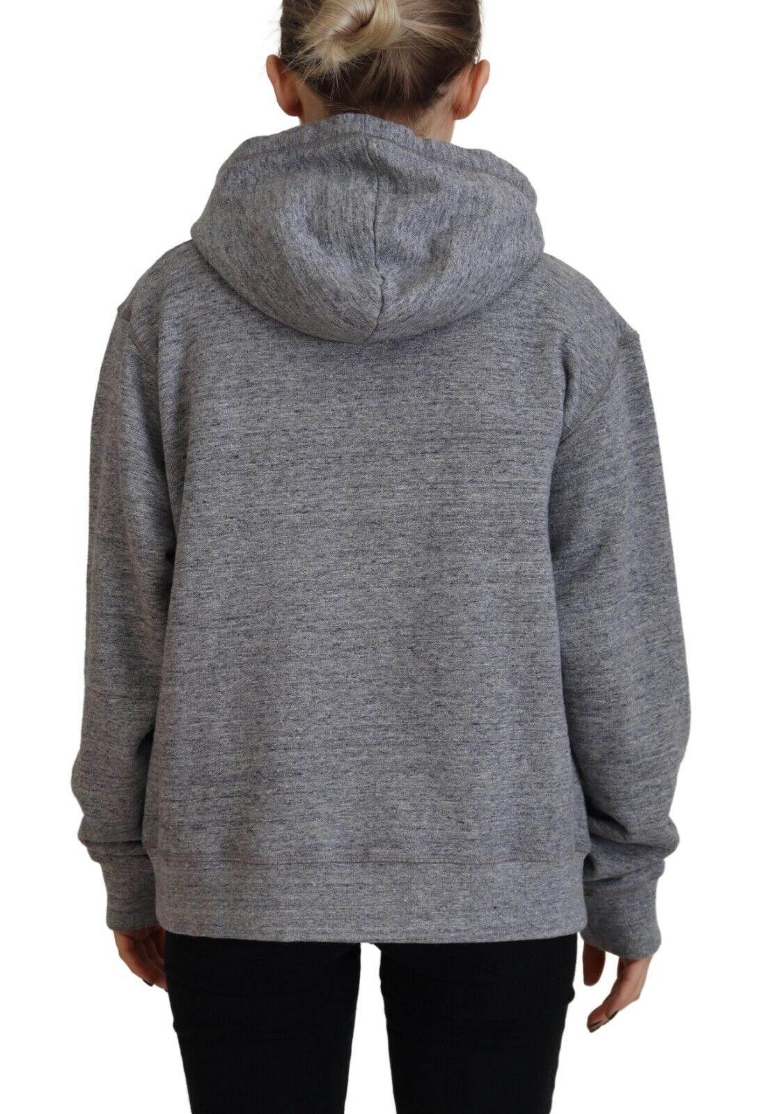 Dsquared² Gray Logo Print Cotton Hoodie Sweatshirt Sweater - Hilstor