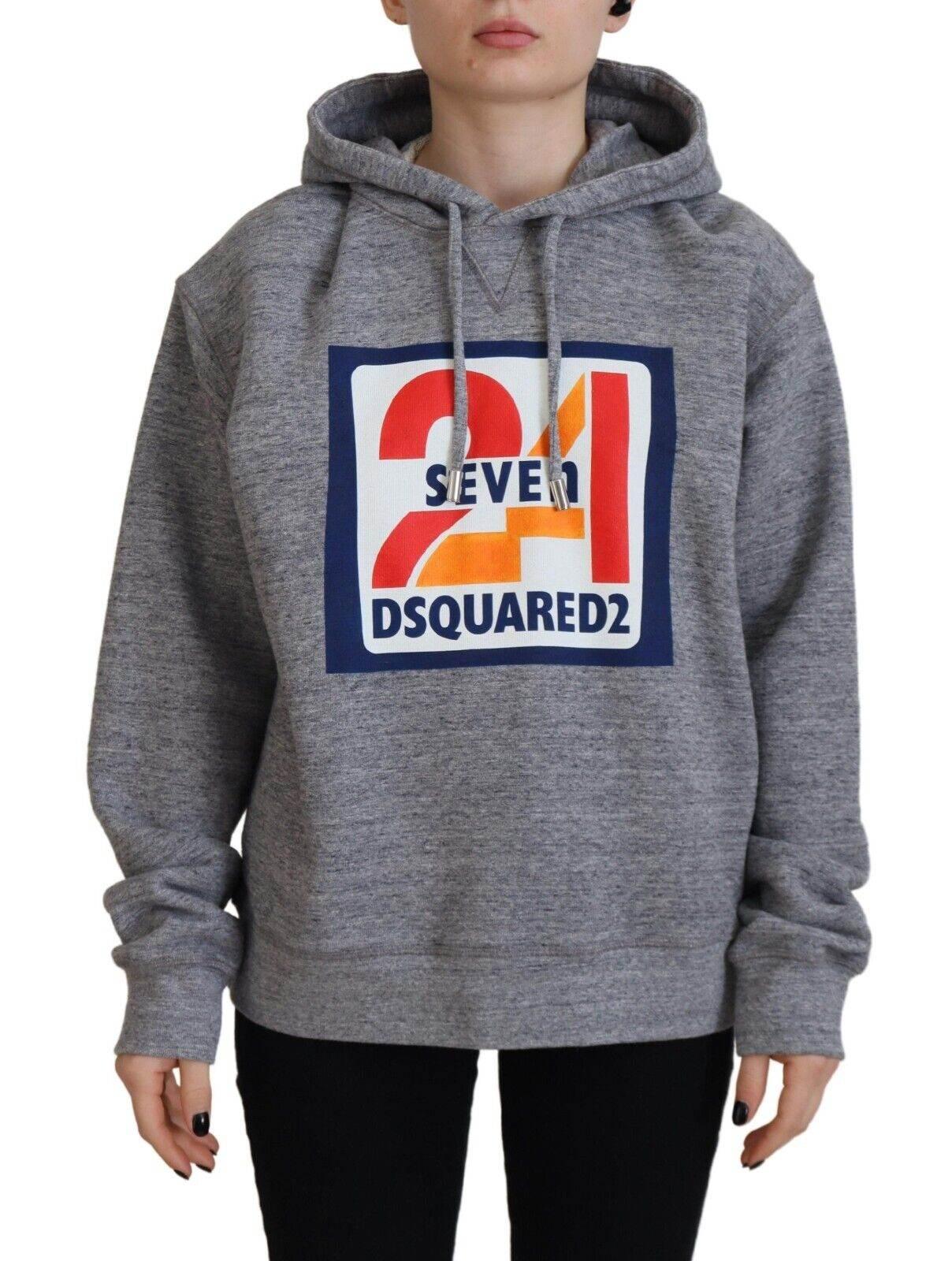 Dsquared² Gray Logo Print Cotton Hoodie Sweatshirt Sweater - Hilstor
