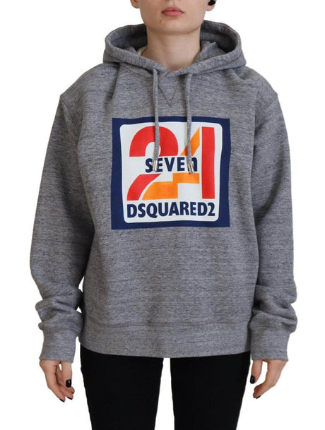 Dsquared² Gray Logo Print Cotton Hoodie Sweatshirt Sweater - Hilstor