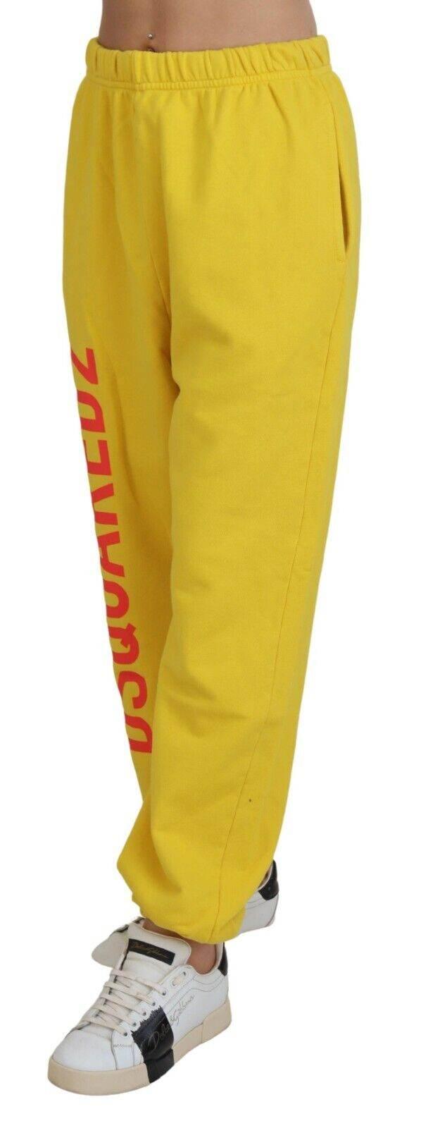 Dsquared² Yellow Mid Waist Logo Print Jogger Trouser Pants - Hilstor