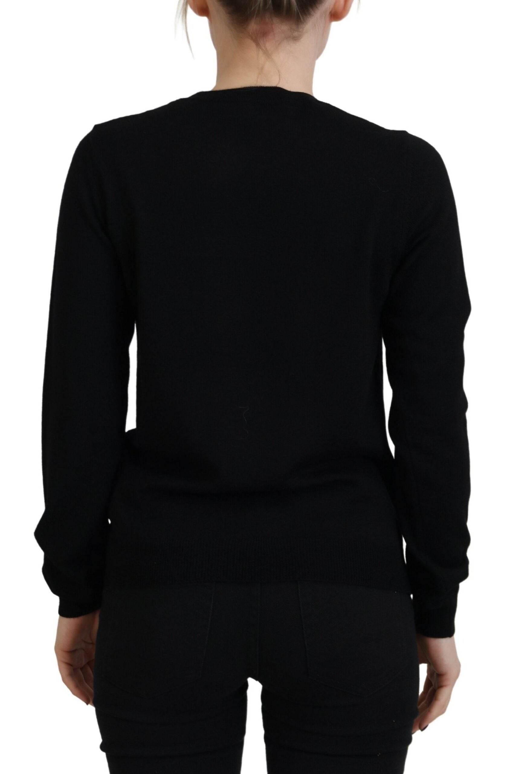 Dsquared² Black Virgin Wool Logo Print Long Sleeves Sweater - Hilstor