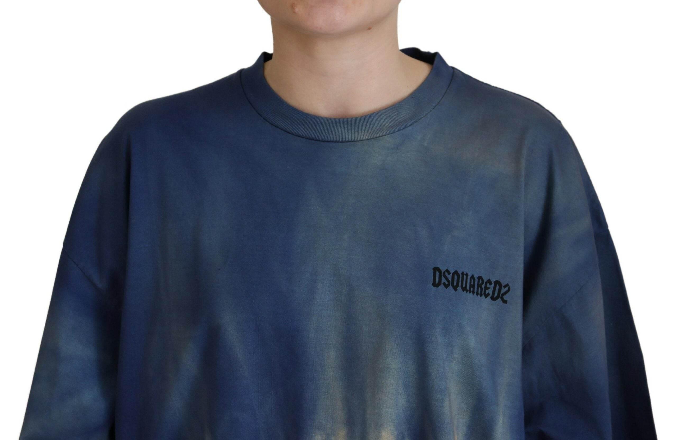 Dsquared² Blue Cotton Tie Dye Short Sleeves Lace T-shirt - Hilstor