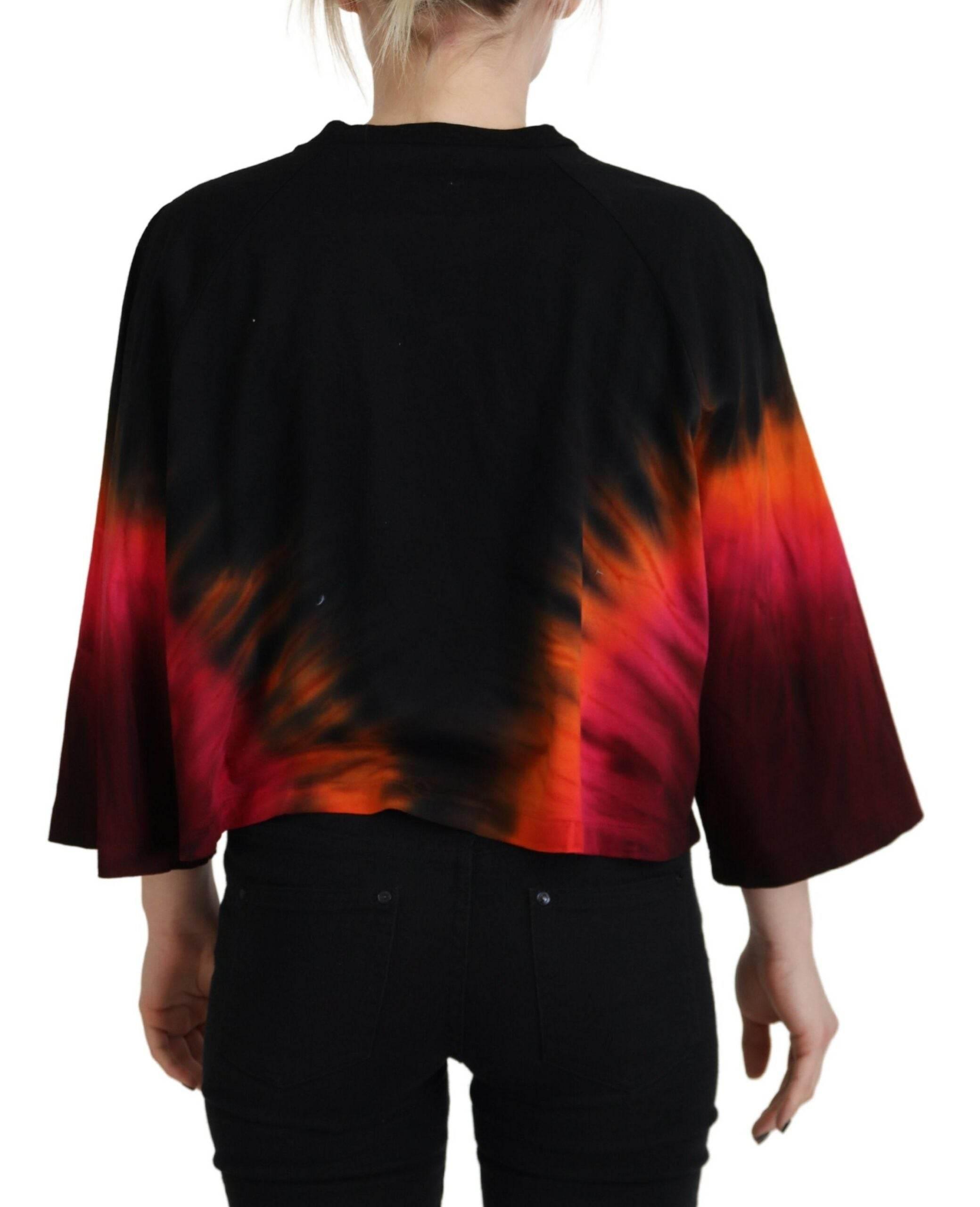 Dsquared² Black Cotton Tie Dye Crew Neck Casual Top - Hilstor