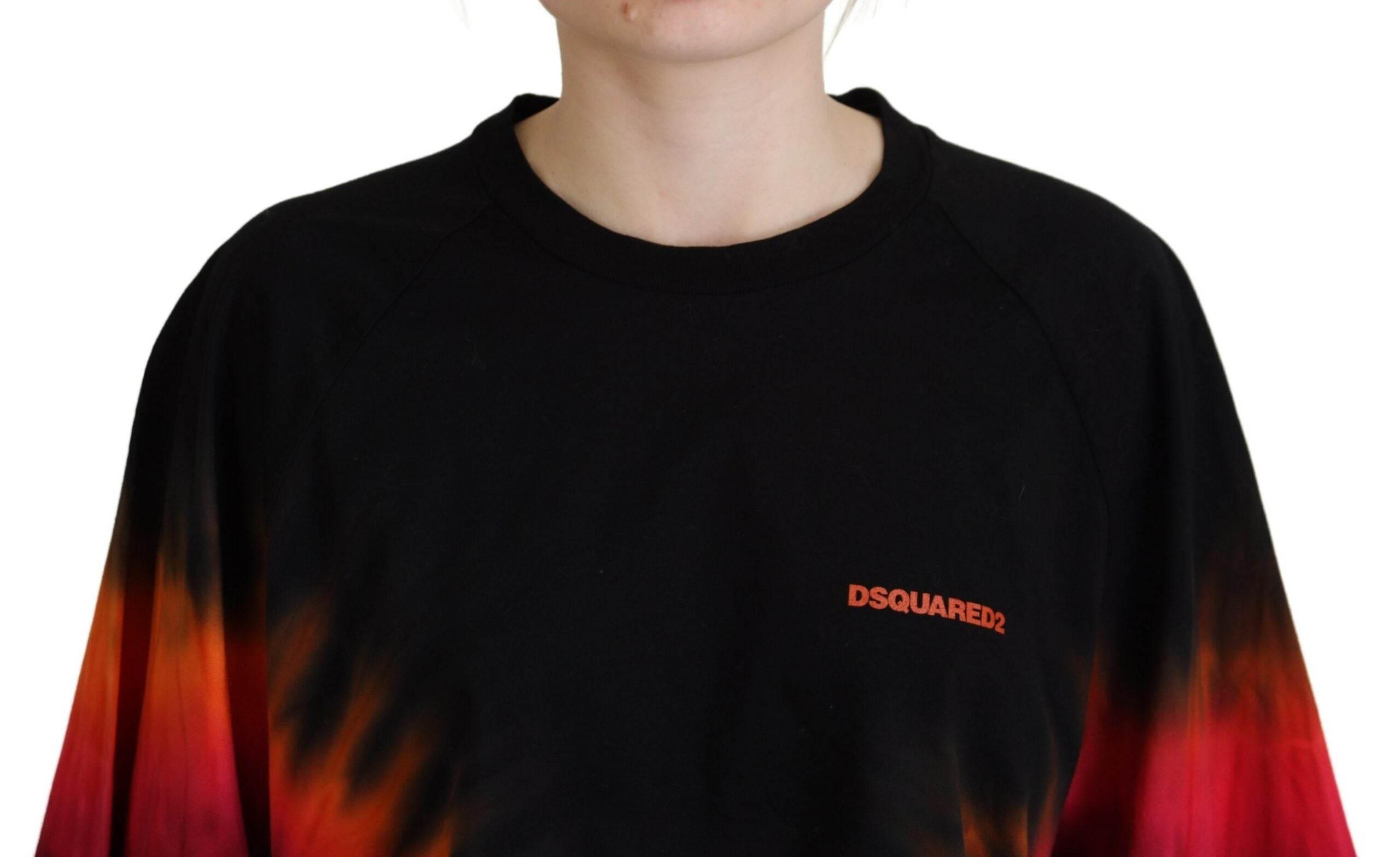 Dsquared² Black Cotton Tie Dye Crew Neck Casual Top - Hilstor