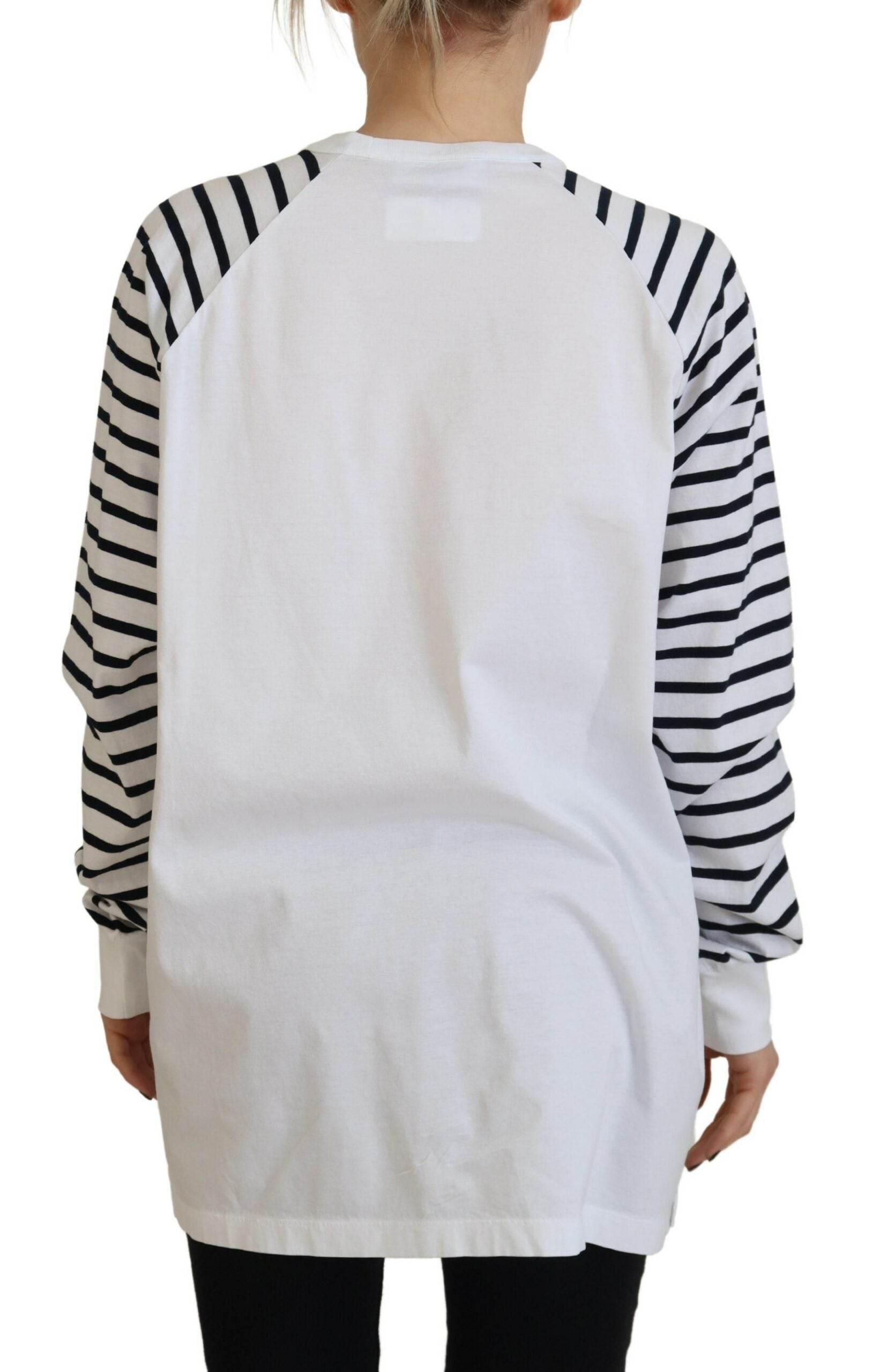 Dsquared² White Cotton Striped Crew Neck Short Sleeve Sweater - Hilstor