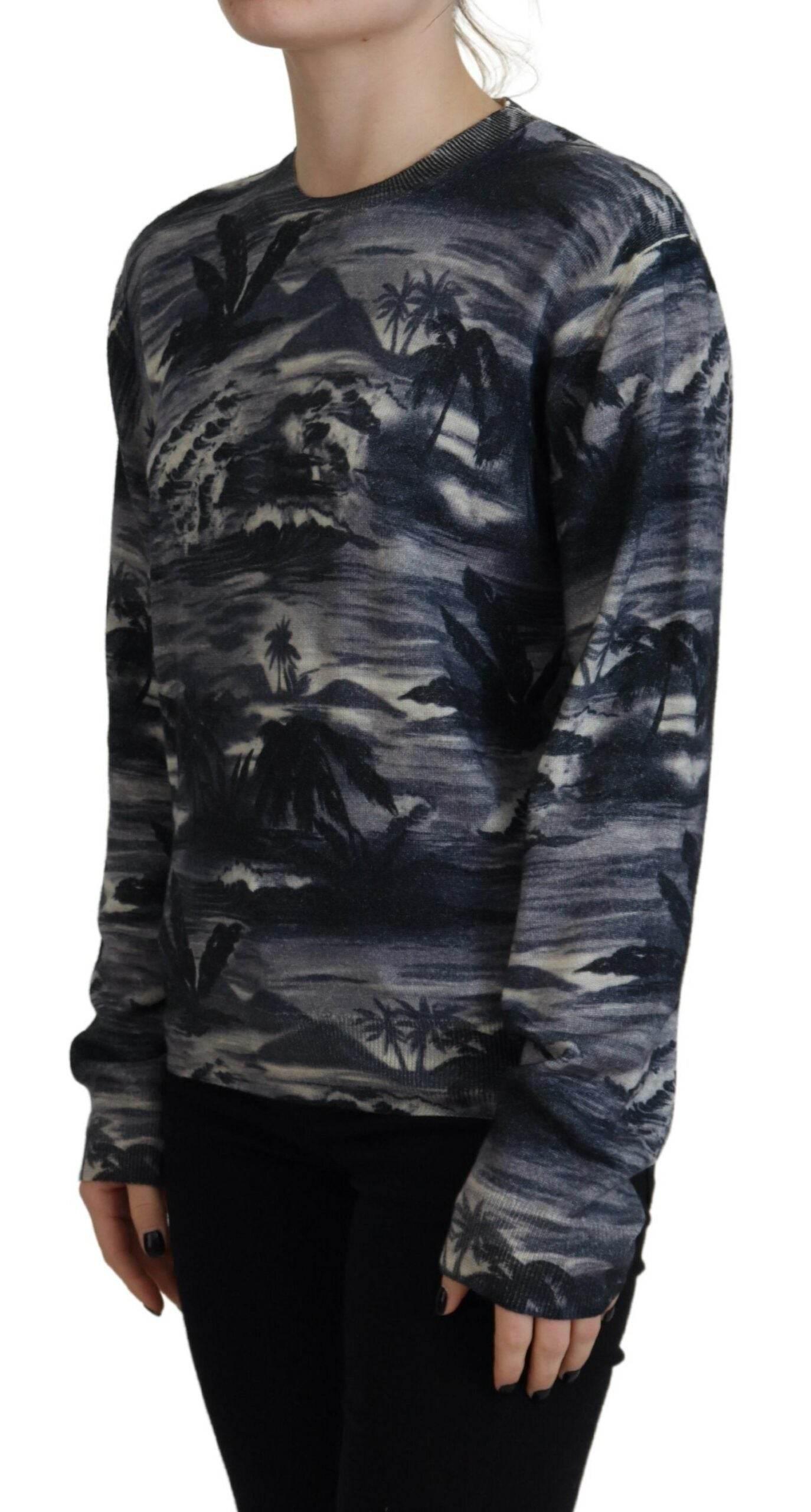 Dsquared² Black Long Sleeve Thunder Sky Print Casual Sweater - Hilstor