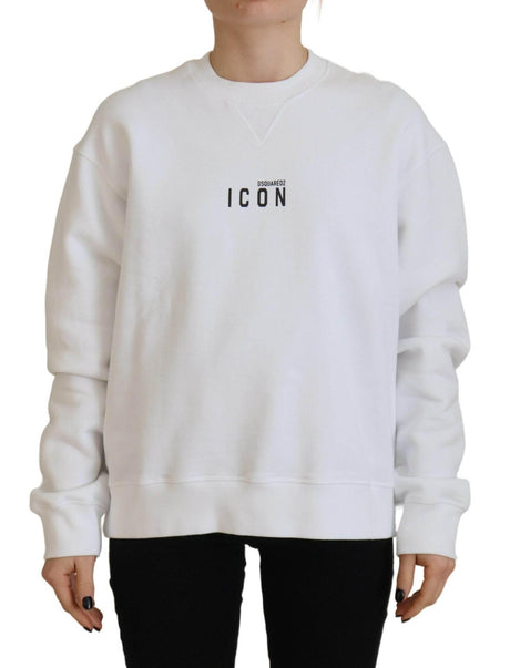 Dsquared² White Cotton Printed Long Sleeve Crew Neck Sweater - Hilstor