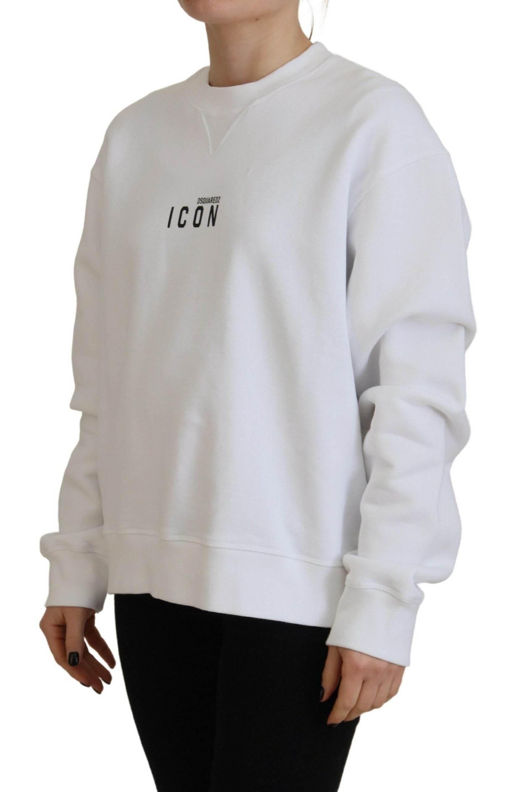 Dsquared² White Cotton Printed Long Sleeve Crew Neck Sweater - Hilstor