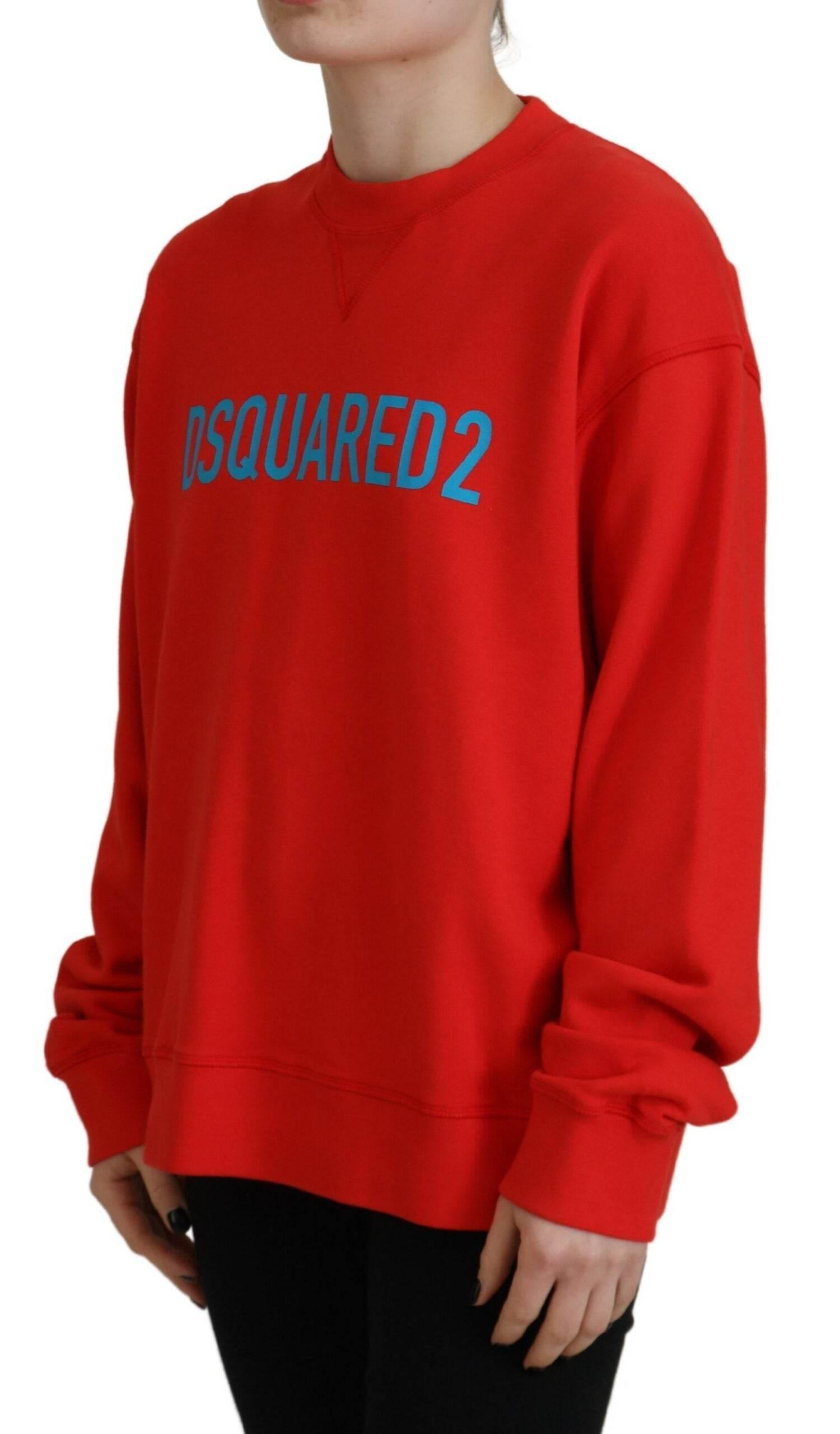 Dsquared² Red Cotton Printed Crew Neck Long Sleeve Sweater - Hilstor