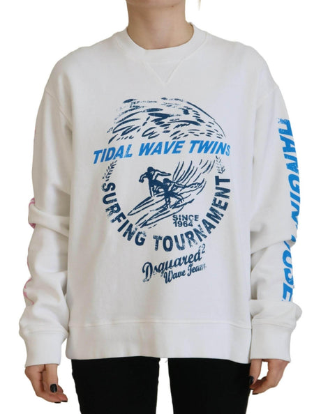 Dsquared² White Cotton Printed Women Long Sleeve Sweater - Hilstor